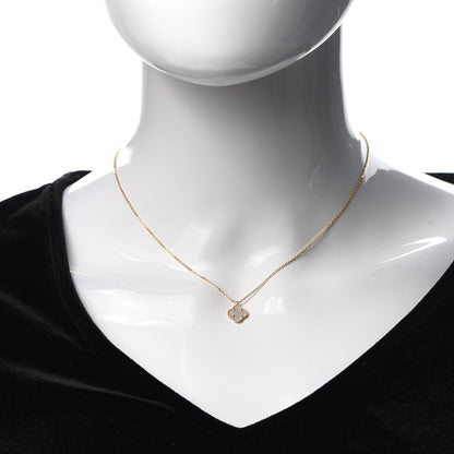 Van Cleef & Arpels 18K Yellow Gold Mother of Pearl Sweet Alhambra Pendant Necklace 2 of 7