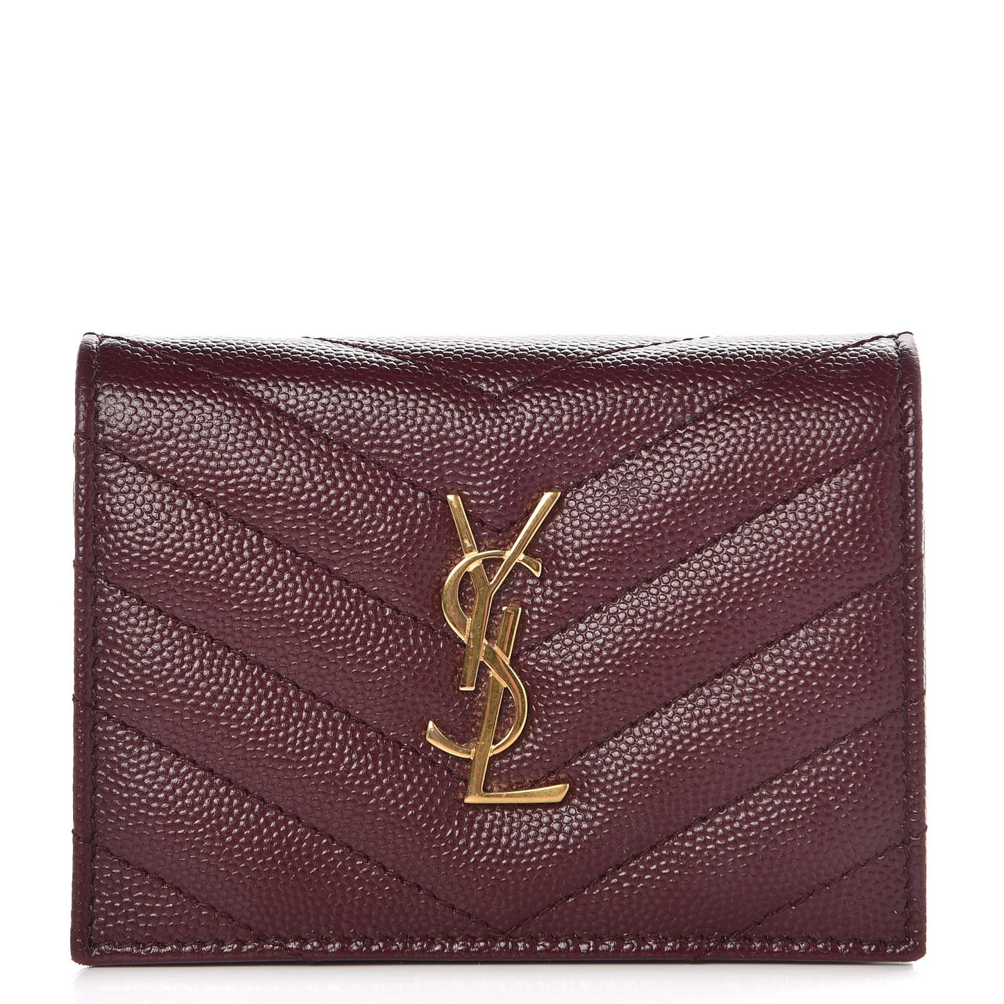 Grain De Poudre Matelasse Chevron Monogram Card Case Bordeaux