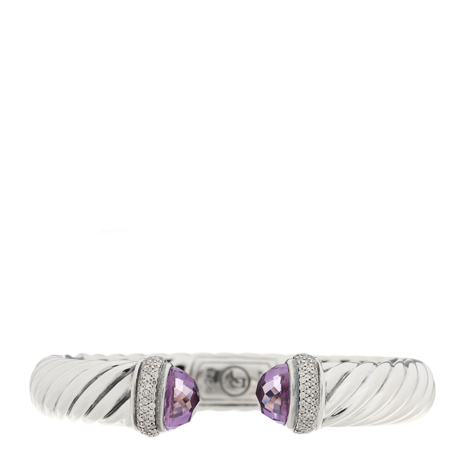 David Yurman Sterling Silver Diamond Amethyst 10mm Waverly Bracelet 1 of 3