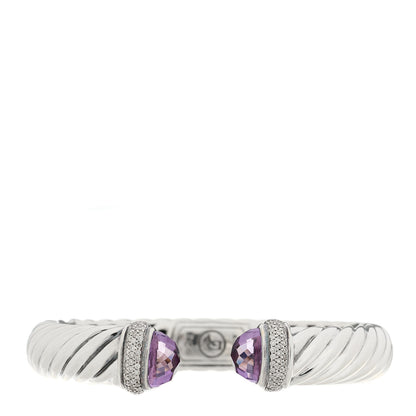 David Yurman Sterling Silver Diamond Amethyst 10mm Waverly Bracelet 1 of 3