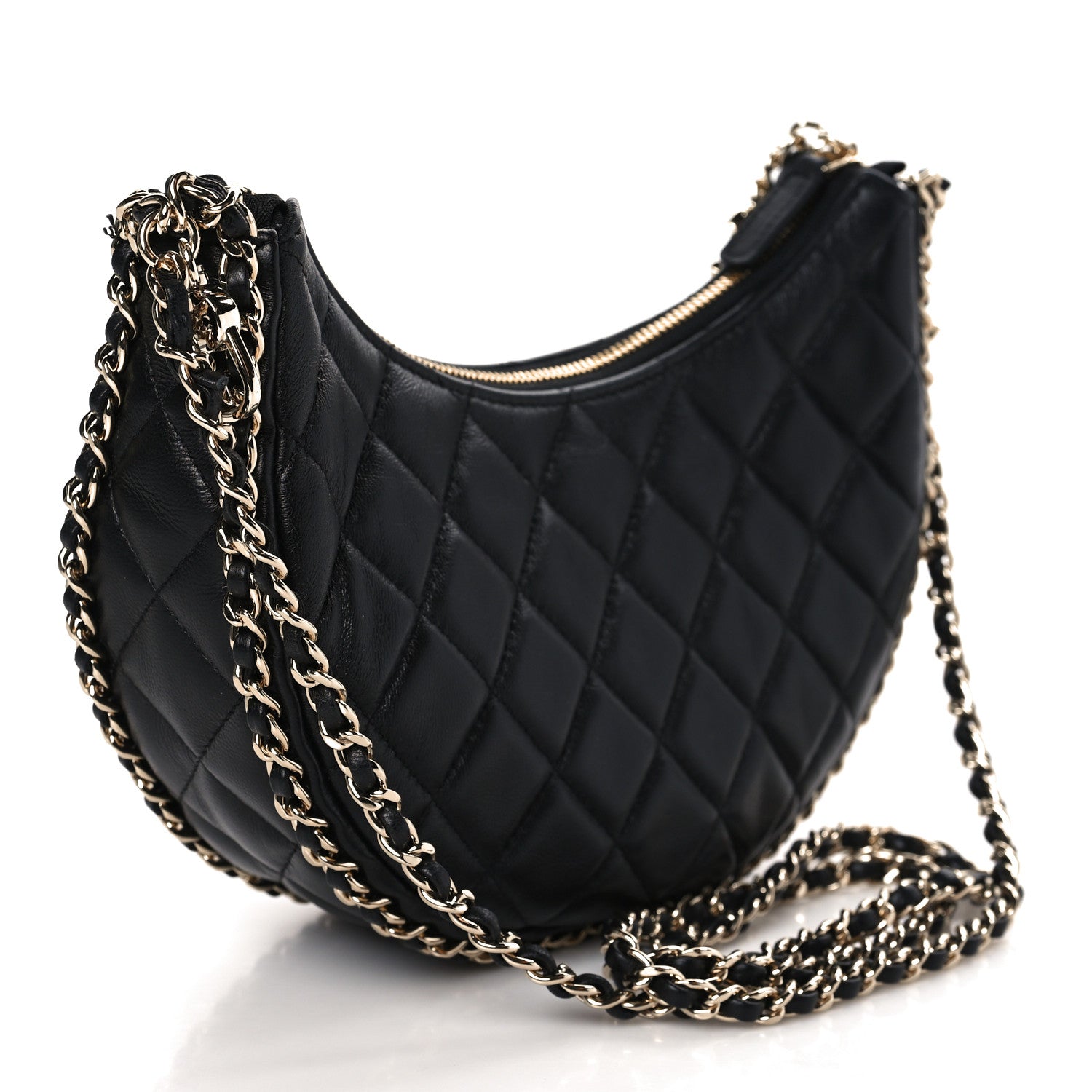 Chanel Lambskin Quilted Small Hobo Bag Black 3 of 9