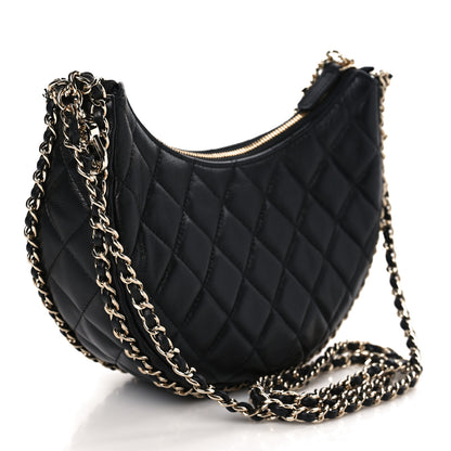 Chanel Lambskin Quilted Small Hobo Bag Black 3 of 9