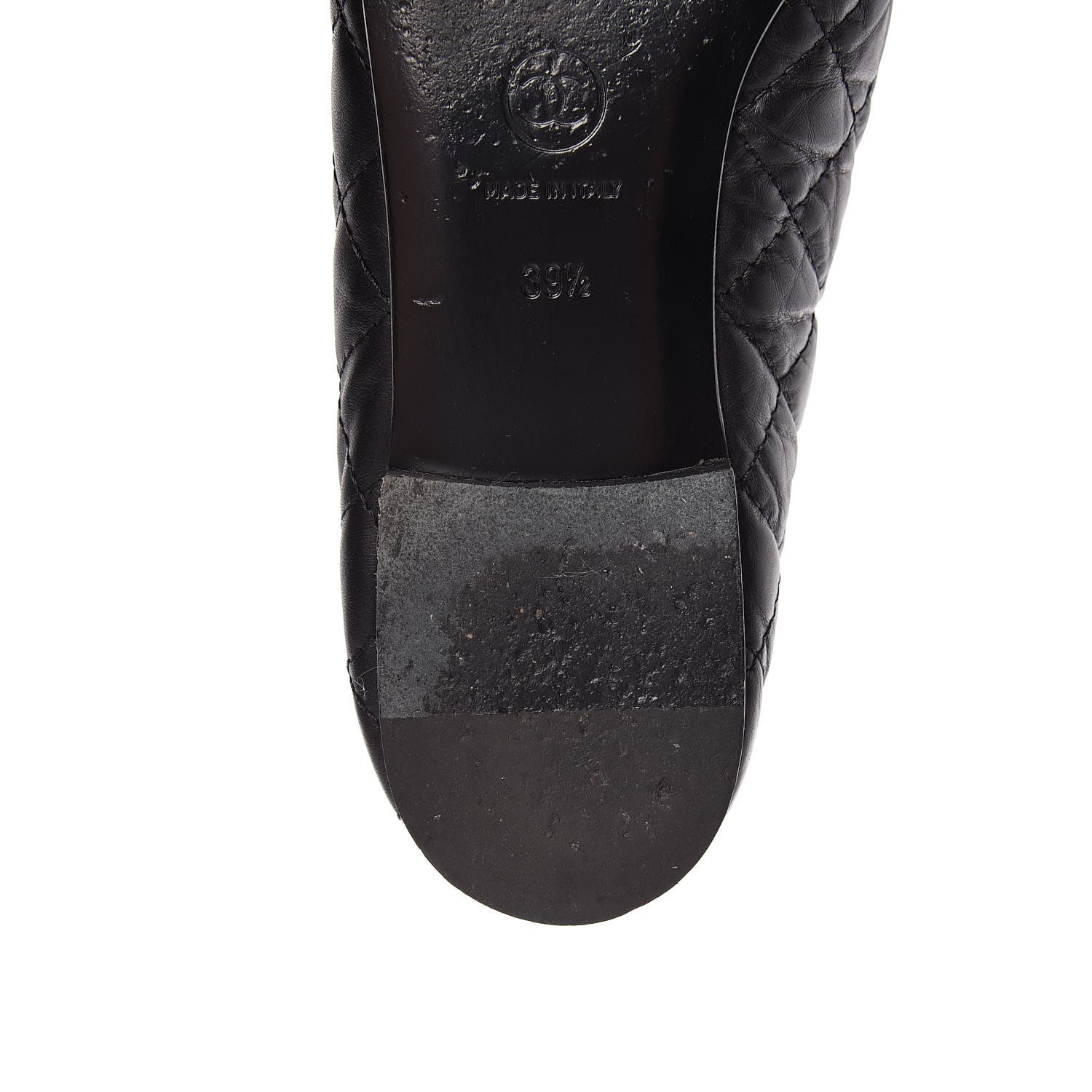 Chanel Aged Calfskin Quilted Cap Toe Ballerina Flats 39.5 Black 14 of 15