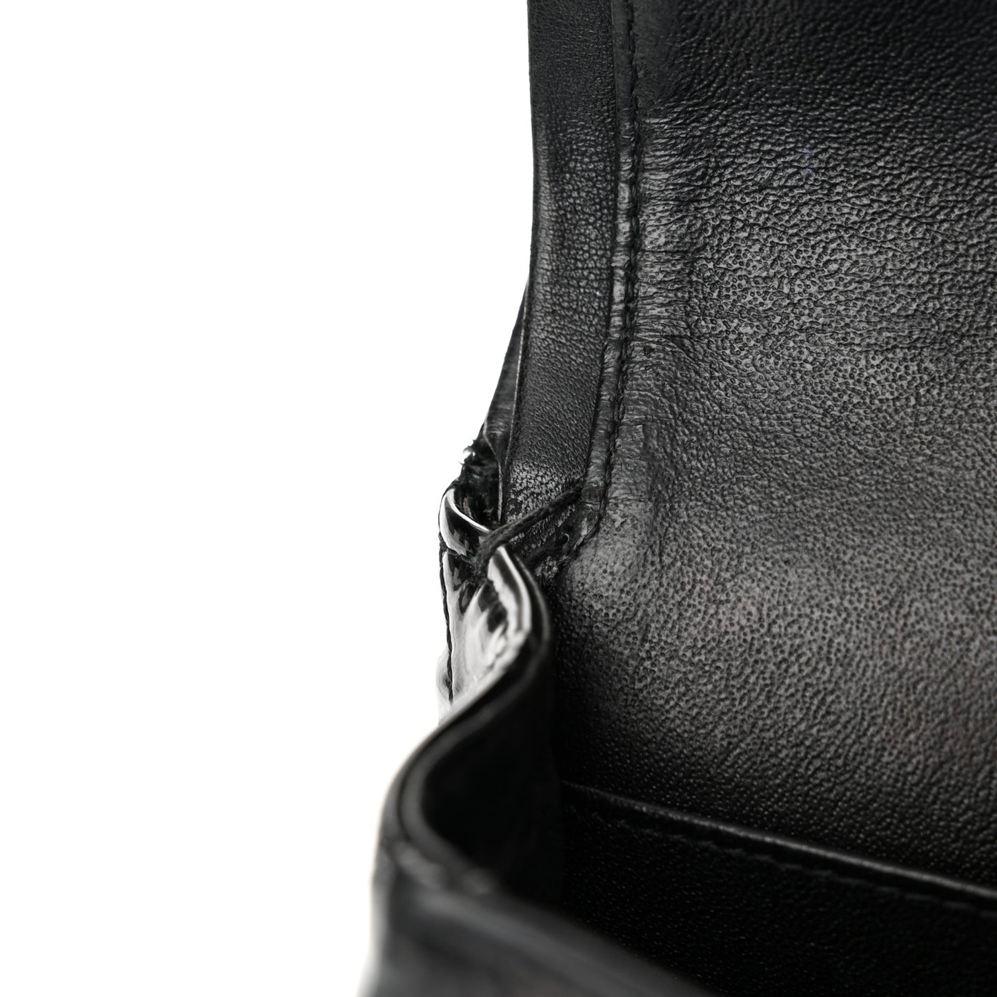 Patent Quilted Medium Double Flap Black