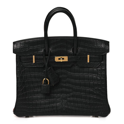 Hermes Matte Niloticus Crocodile Birkin 25 Black 1 of 11