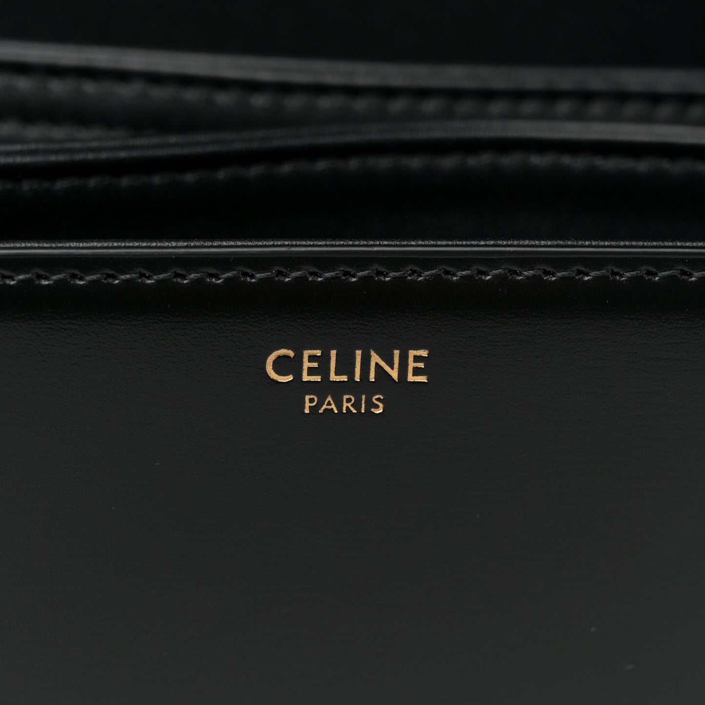 Shiny Calfskin Medium Triomphe Shoulder Bag Black