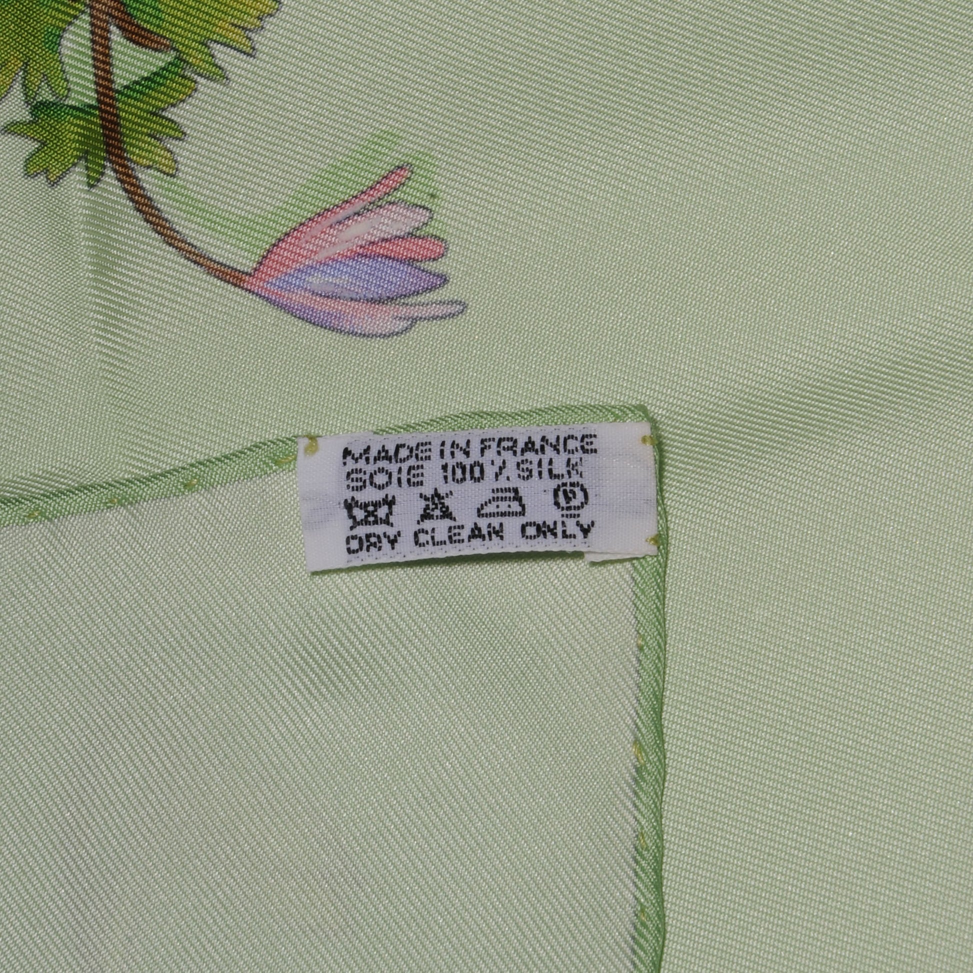Hermes Silk Fleurs et Plumes Scarf 90 Green 5 of 5
