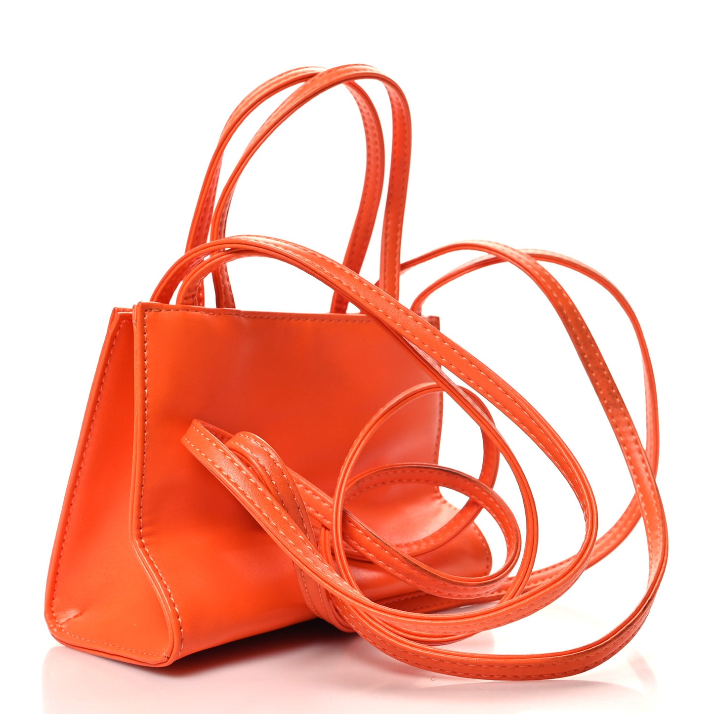 Vegan Leather Small Shopping Bag Orange