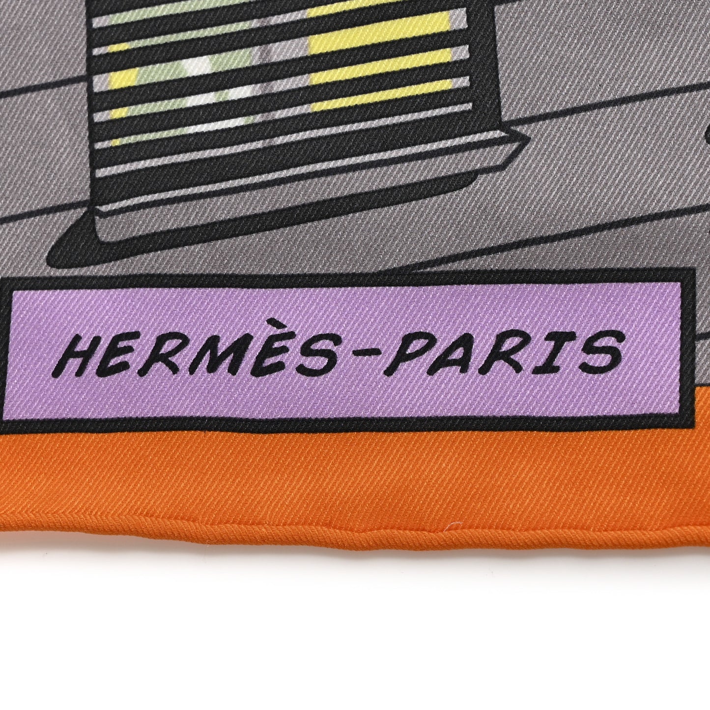 Silk Minuit Au Faubourg Scarf 70 Orange Gris Jaune