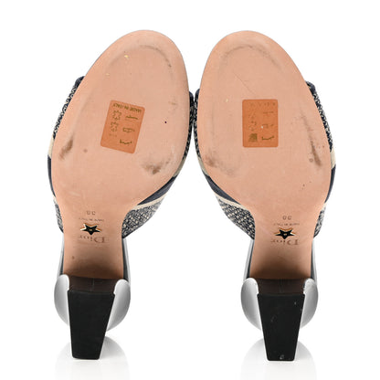 Christian Dior Cotton Embroidered Dway 85mm Slide Sandals 38 Deep Blue 5 of 8