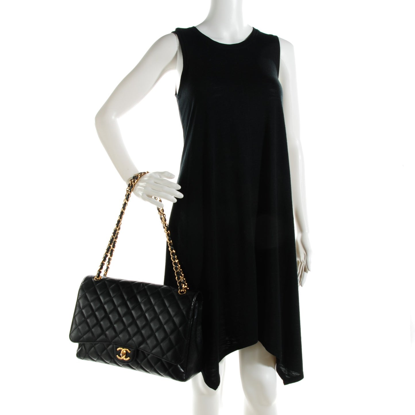 Caviar Quilted Maxi Double Flap Black