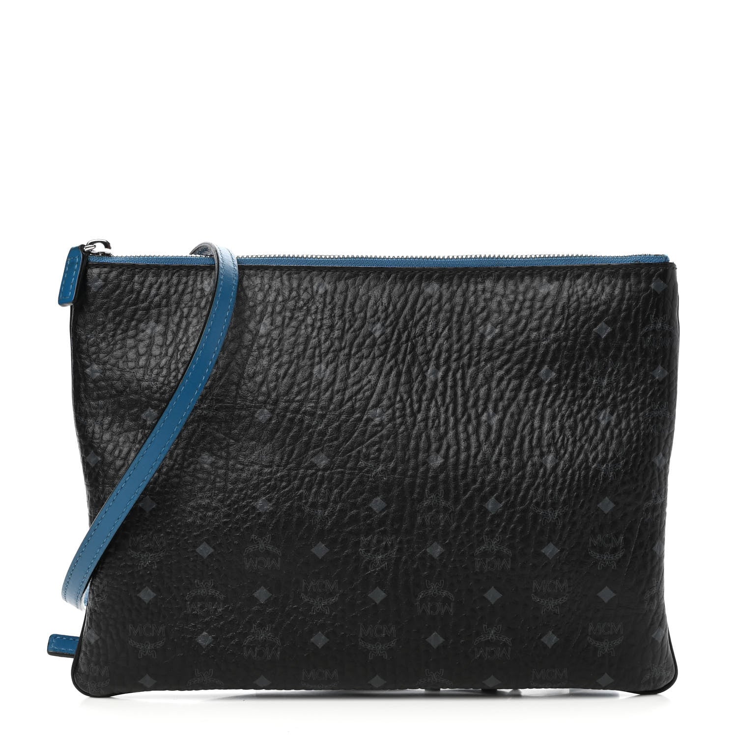 MCM Visetos Medium Crossbody Pouch Black Blue 1 of 8