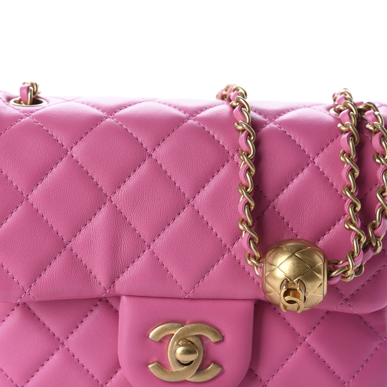 Chanel Lambskin Quilted Mini Pearl Crush Flap Pink 10 of 11