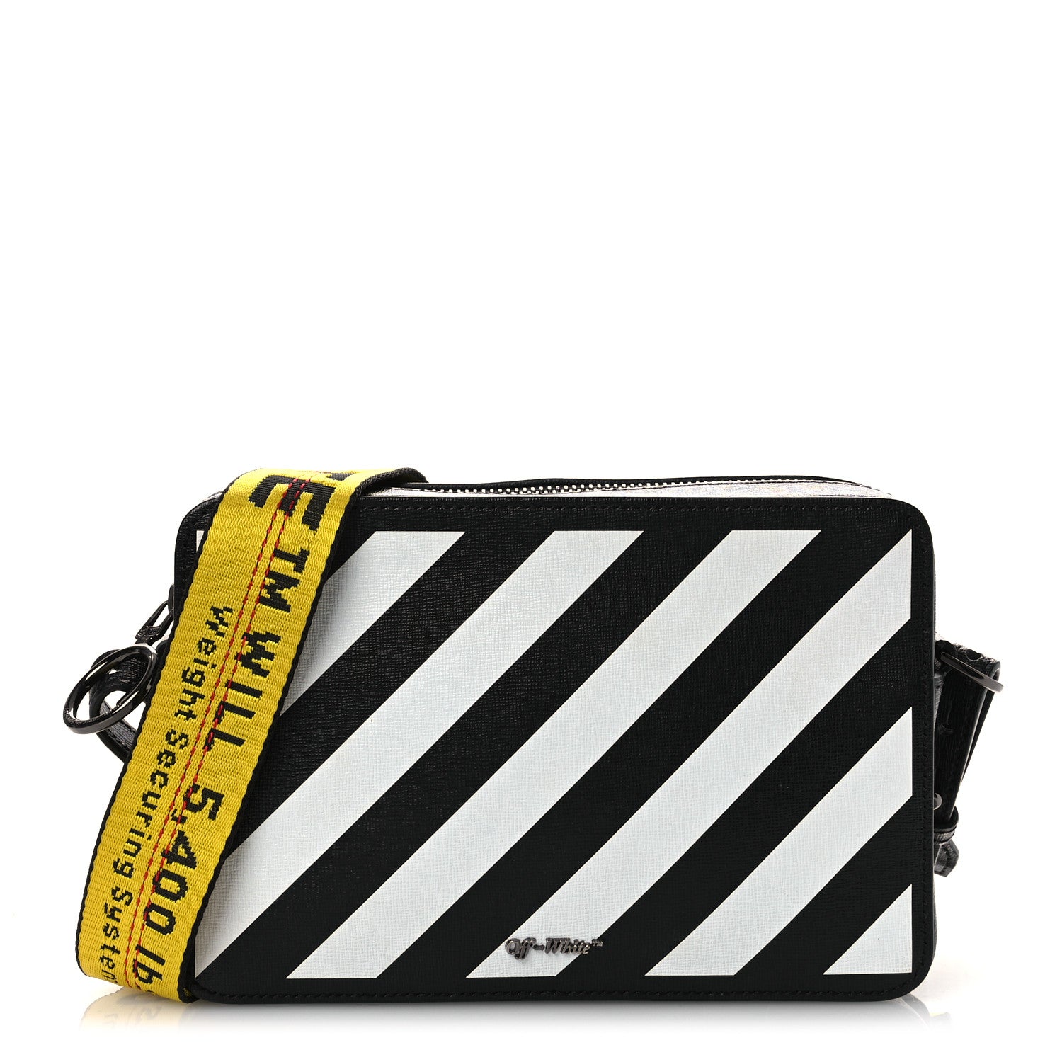 Off-White Saffiano Striped Mini Diag Bag Black White 1 of 11