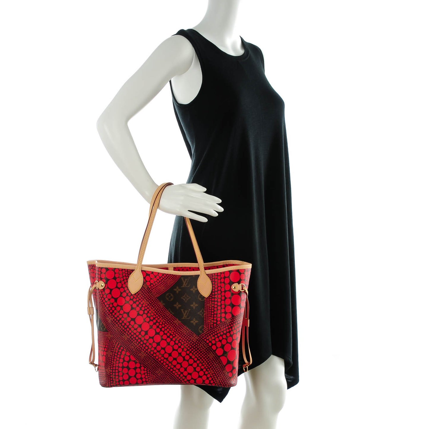 Monogram Kusama Waves Neverfull MM Red