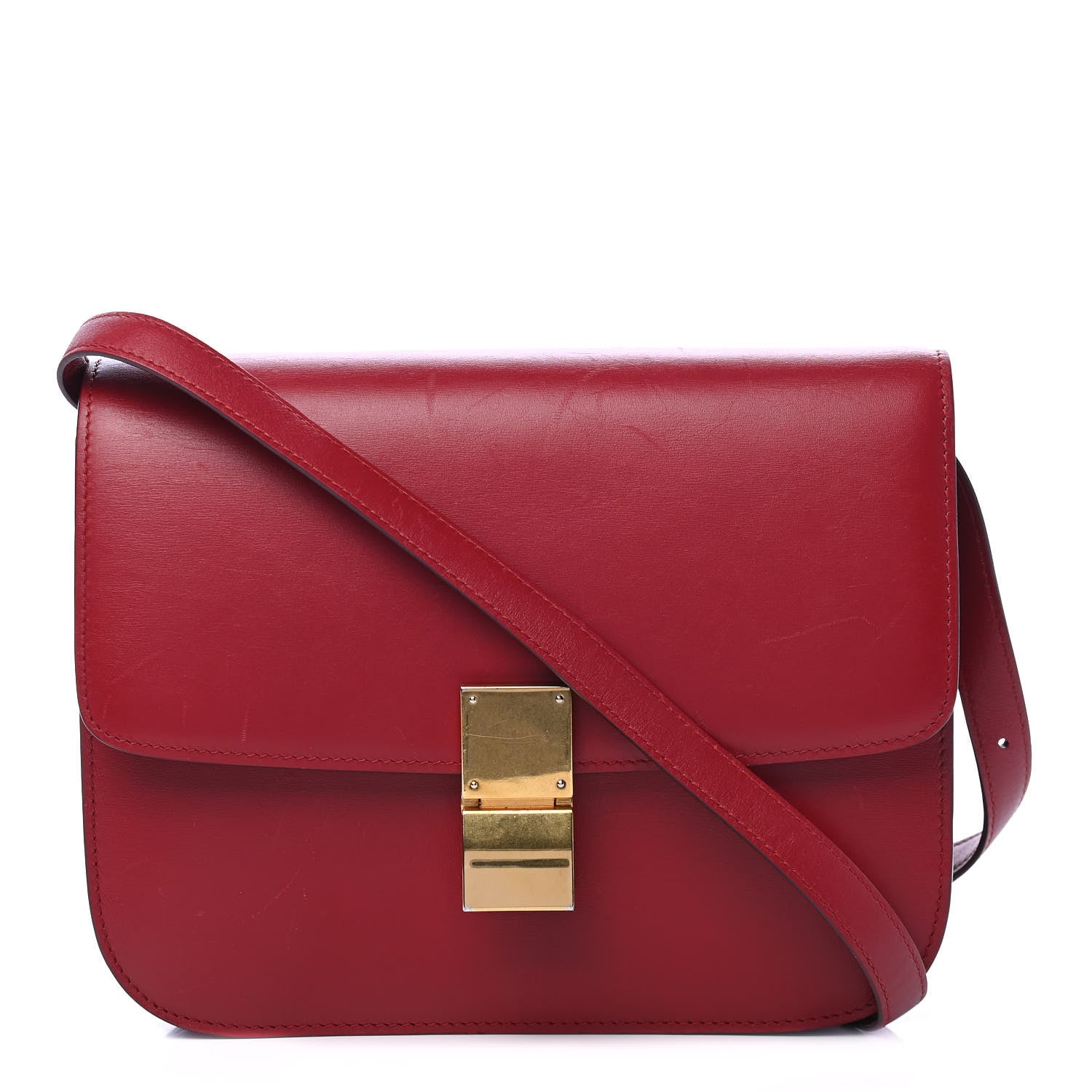 Celine Box Calfskin Medium Classic Box Flap Bag Red 1 of 8