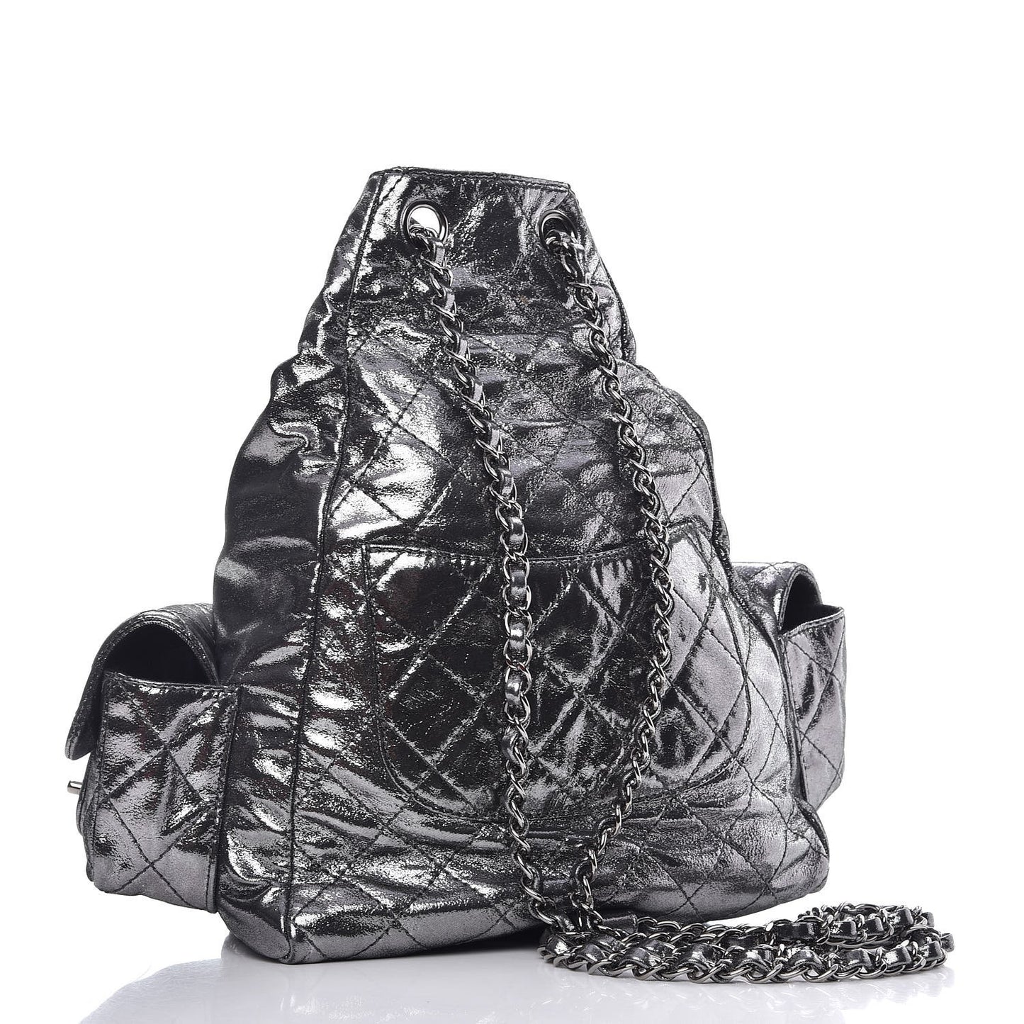 Iridescent Calfskin Backpack Is Back Silver