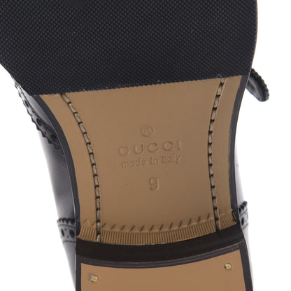 Gucci Calfskin Bee Embroidered Mens Queercore Brogue Wingtip Monk Strap Loafers 9 Black 7 of 13