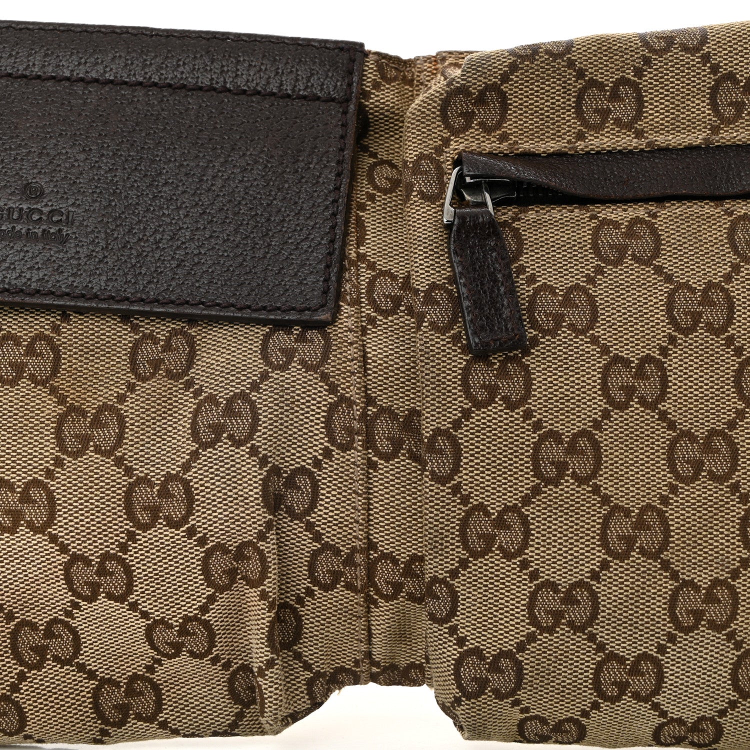 Gucci GG Monogram Web Double Pocket Belt Bag Dark Brown 7 of 10