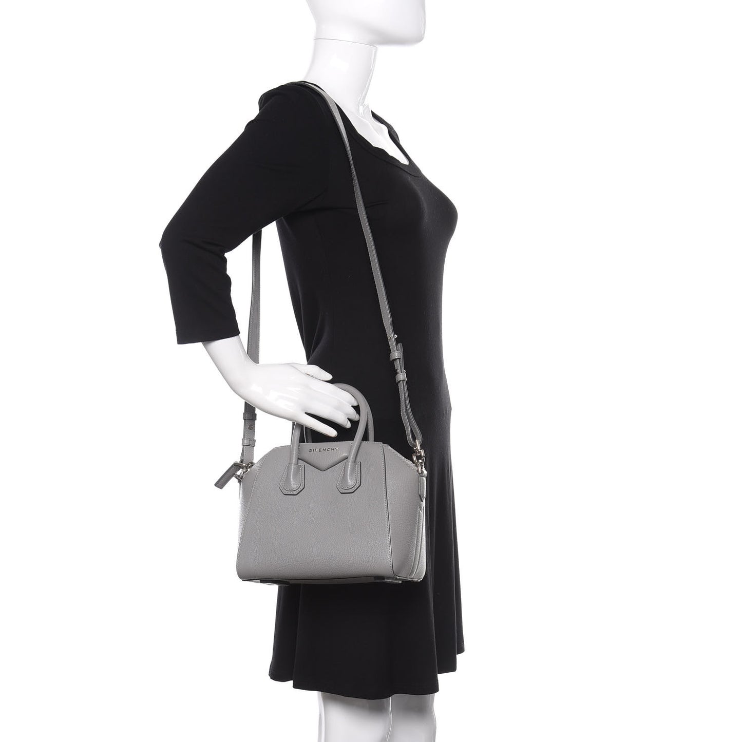 Sugar Goatskin Mini Antigona Pearl Grey