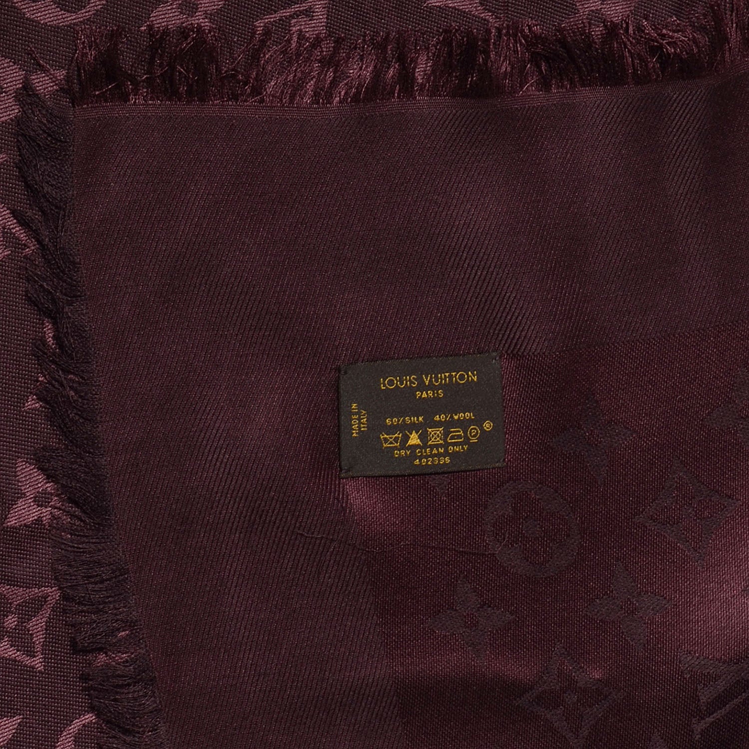 Louis Vuitton Wool Silk Monogram Shawl Amarante 5 of 5