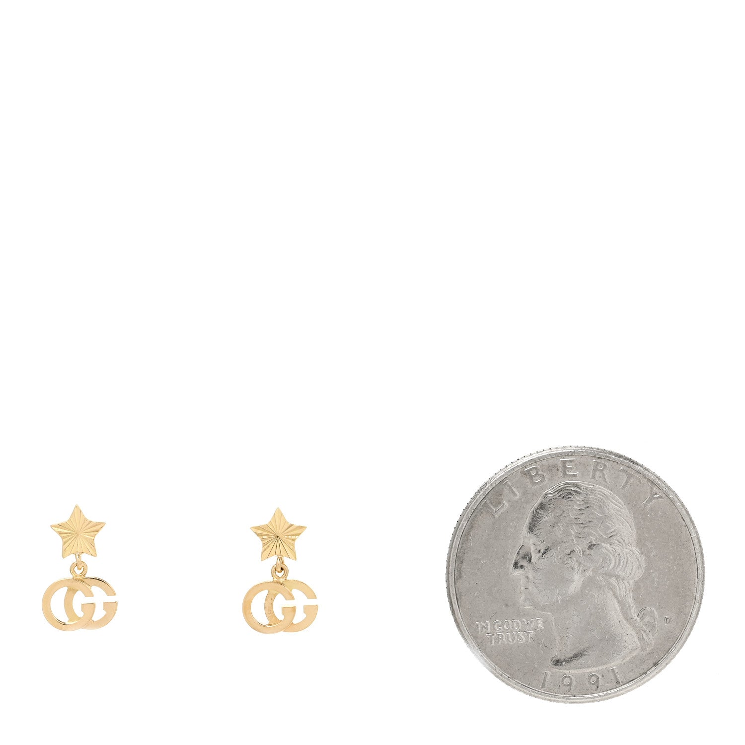 Gucci 18K Yellow Gold GG Running Star Earrings 2 of 4