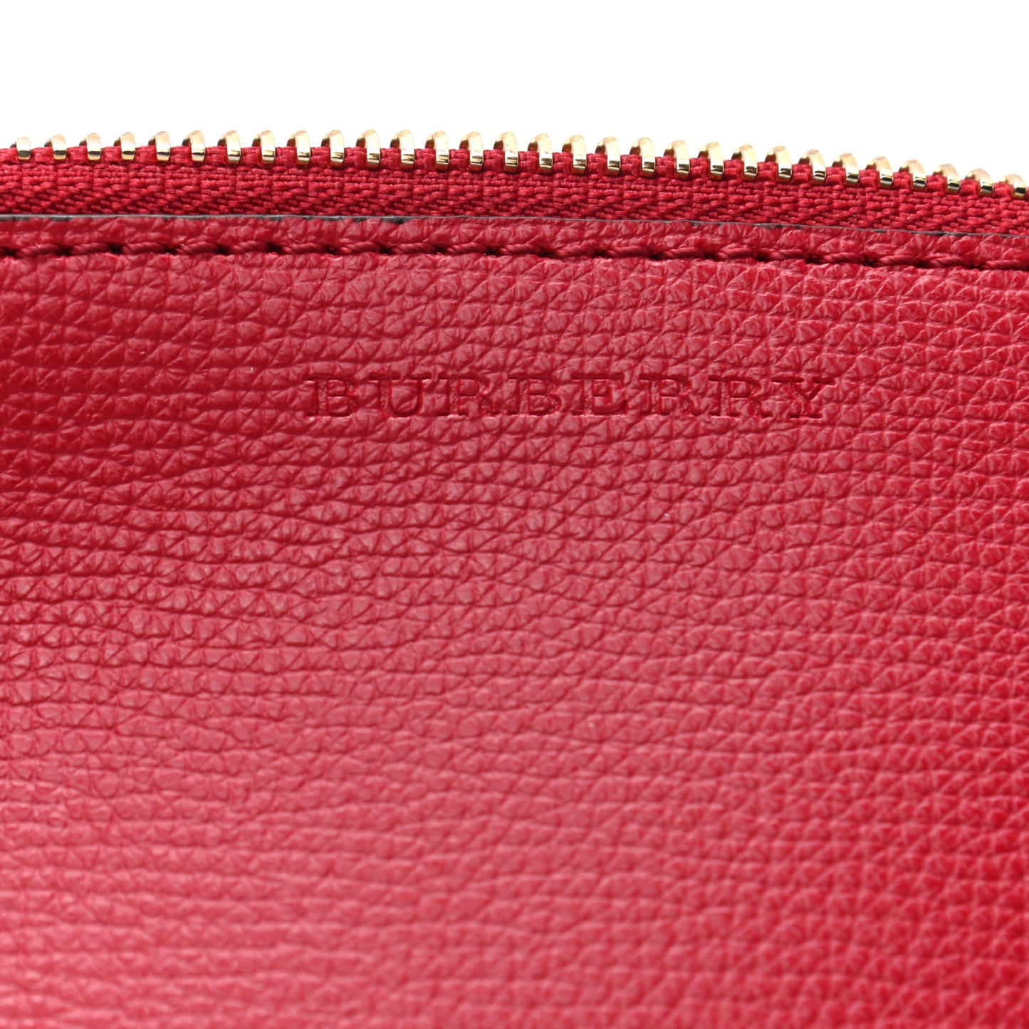 Grainy Calfskin Haymarket Check Zip Pouch Red