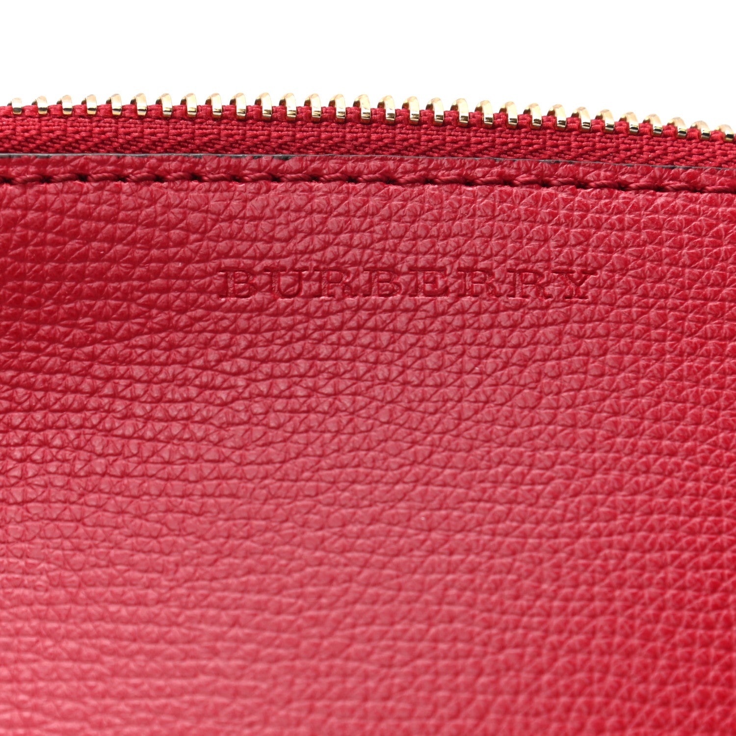 Burberry Grainy Calfskin Haymarket Check Zip Pouch Red 6 of 9