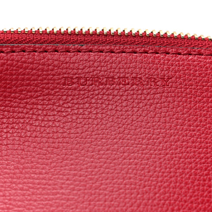 Burberry Grainy Calfskin Haymarket Check Zip Pouch Red 6 of 9
