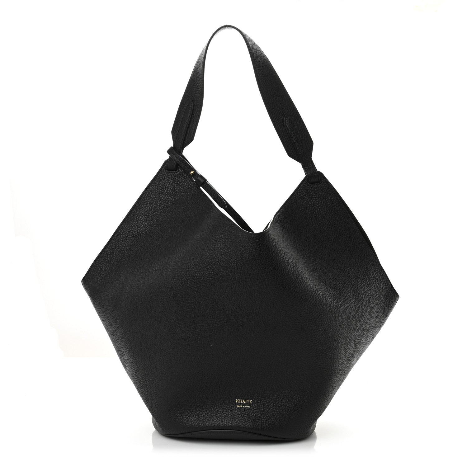 Khaite Pebbled Sport Calfskin Medium Lotus Tote Black 1 of 10