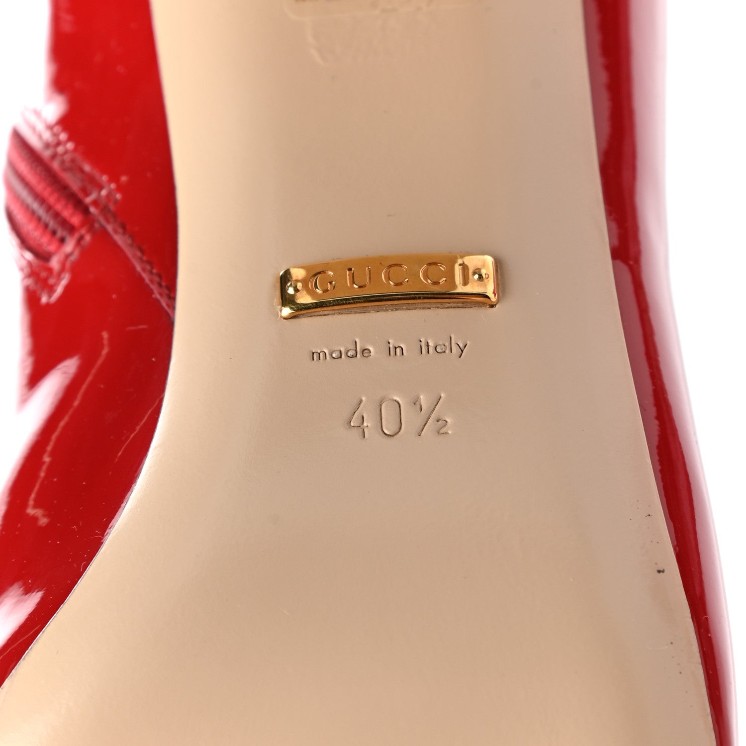 Gucci Patent Calfskin GG Lois Bee Ankle Booties 40.5 Red 6 of 10