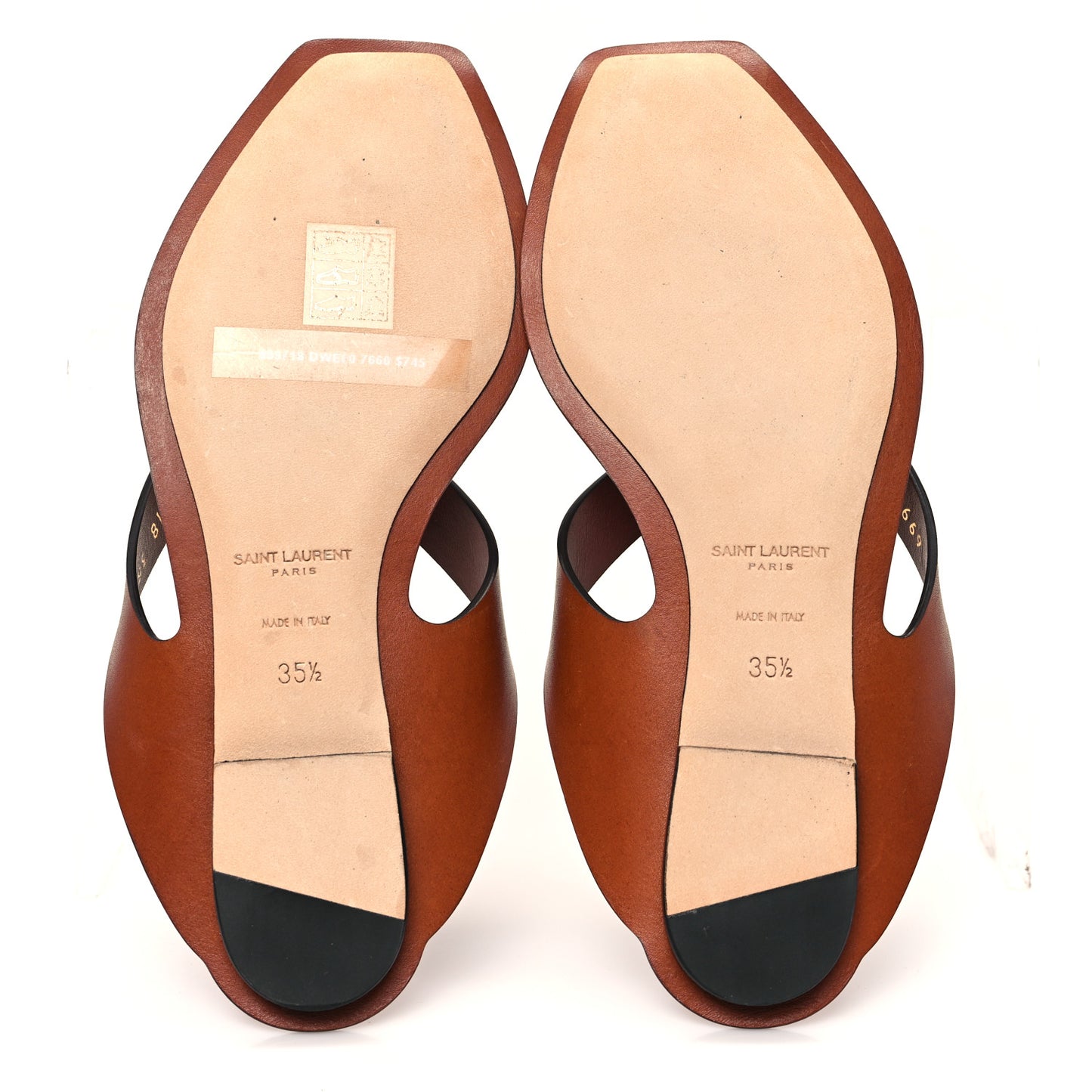 Calfskin Isla Slide Sandals 35.5 New Papaya