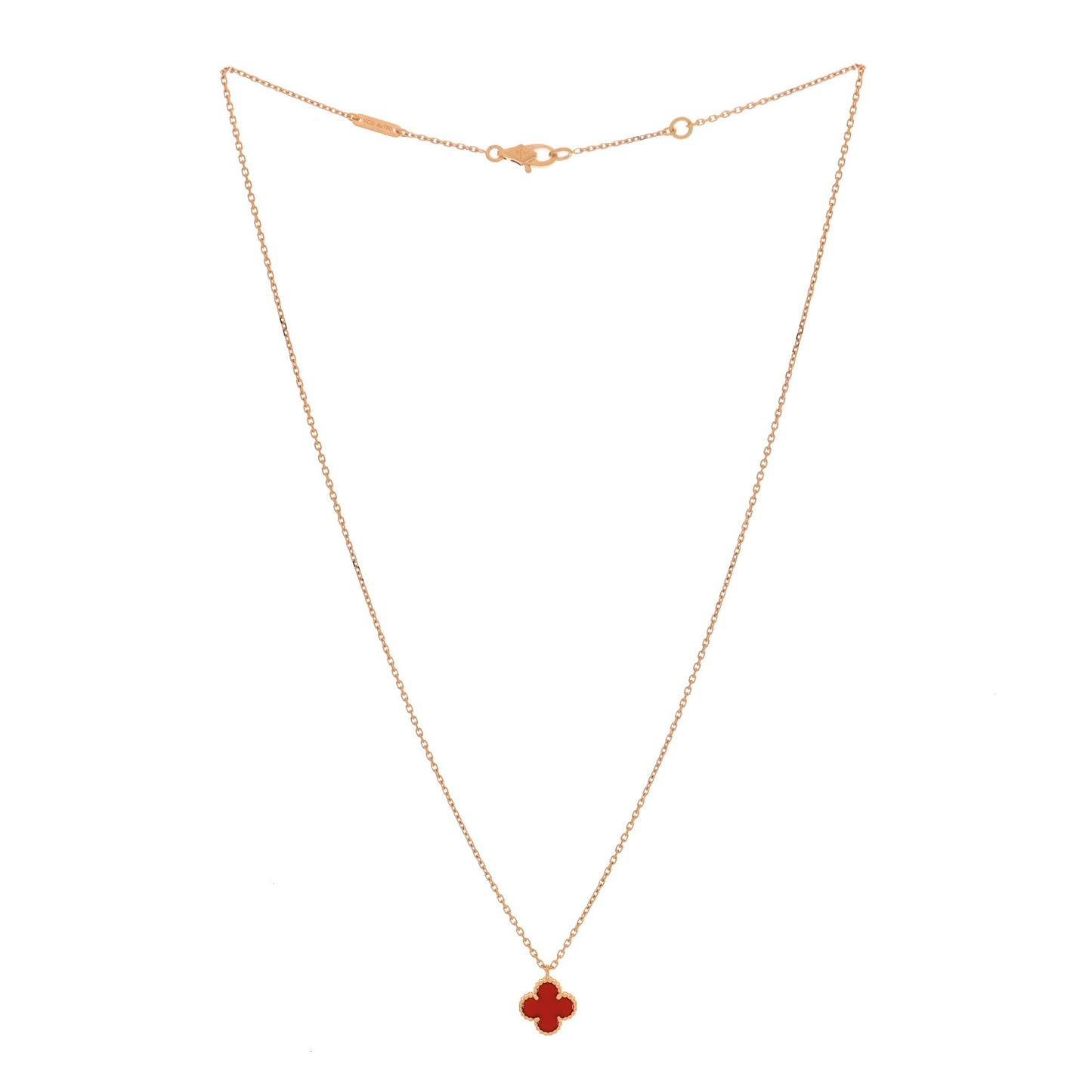 18K Rose Gold Carnelian Sweet Alhambra Pendant Necklace