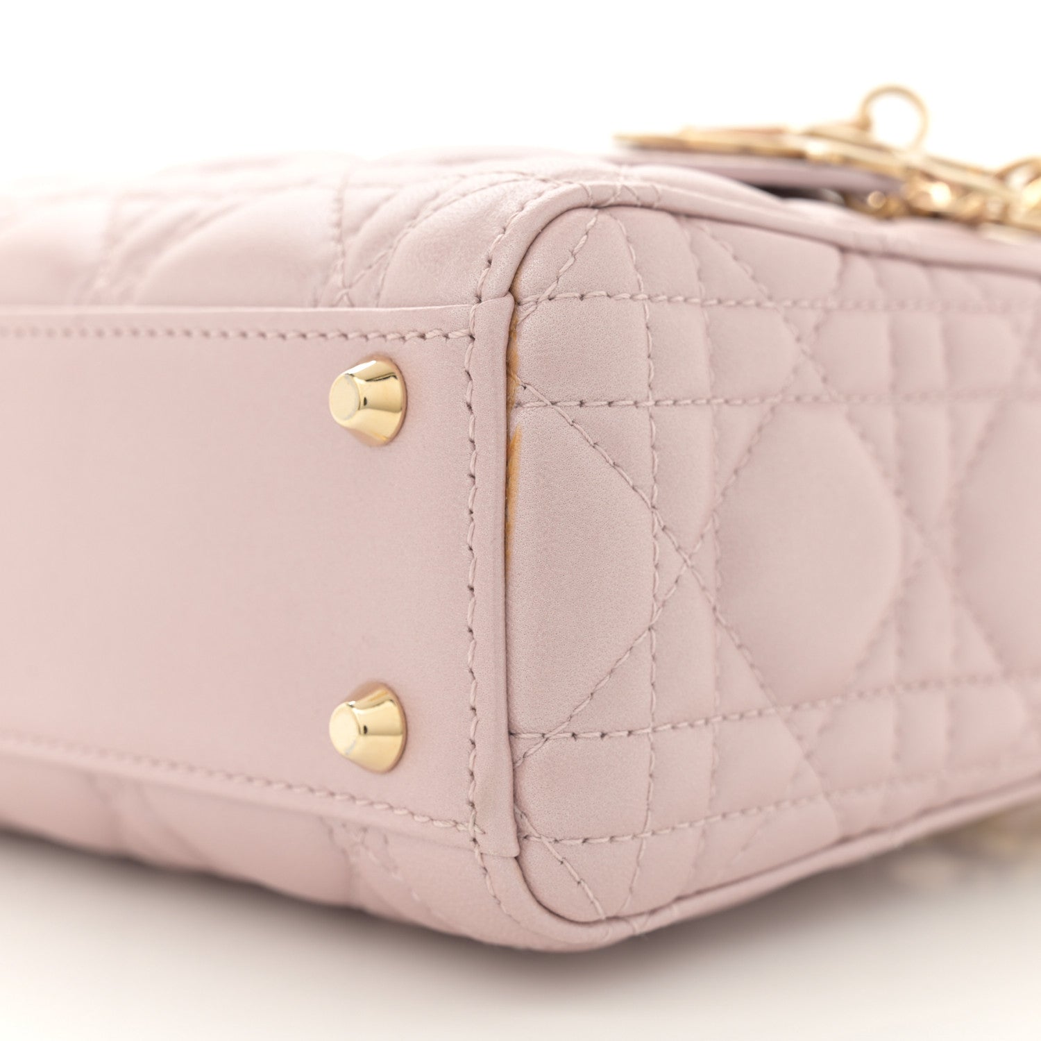 Christian Dior Metallic Lambskin Cannage Mini Lady Dior Lotus 9 of 10