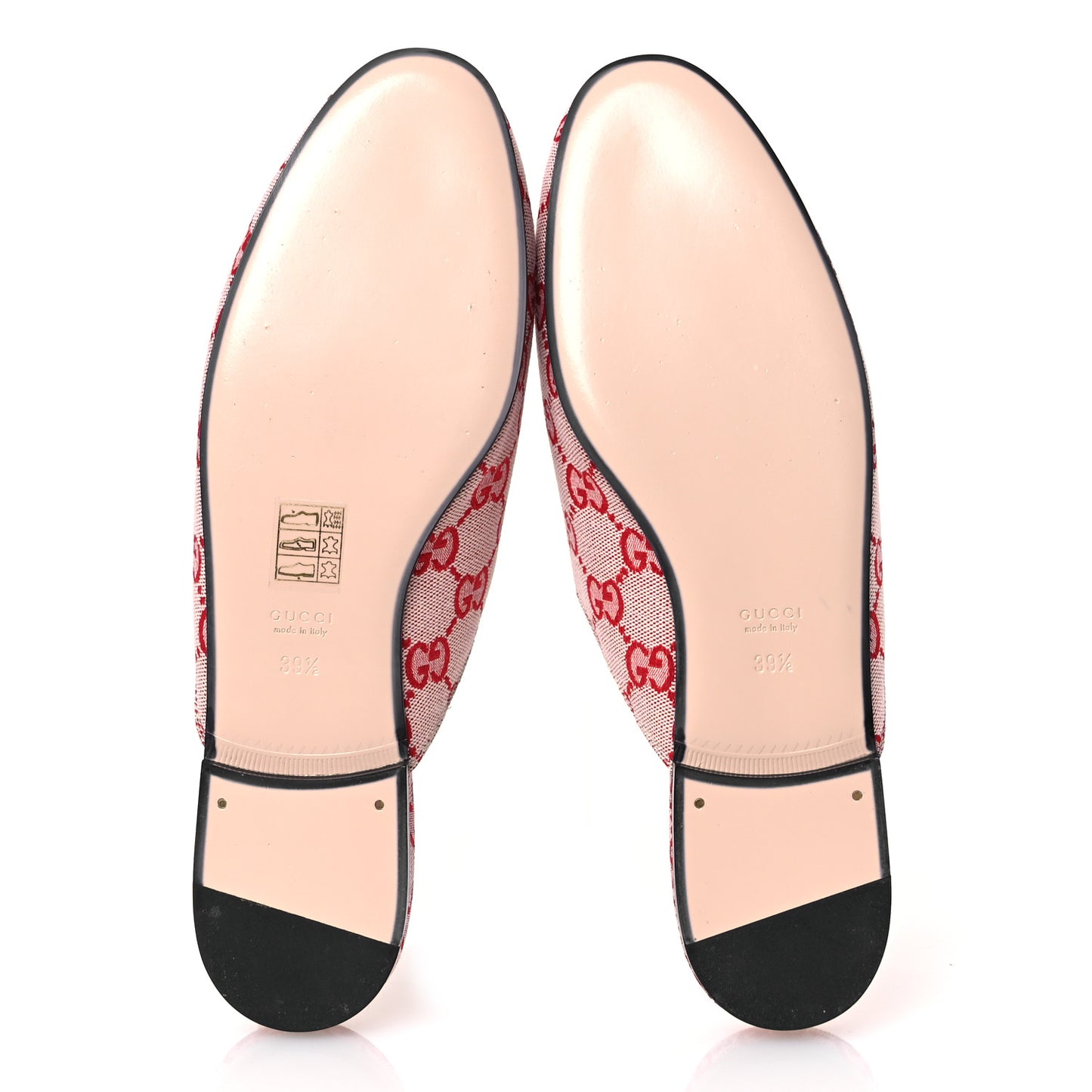 Canvas GG Monogram Horsebit Womens Princetown Slippers 39.5 Gardenia Hibiscus Red