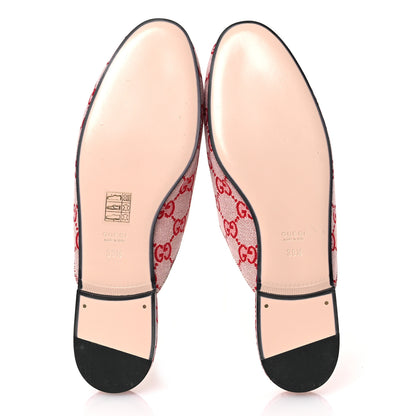 Gucci Canvas GG Monogram Horsebit Womens Princetown Slippers 39.5 Gardenia Hibiscus Red 7 of 11