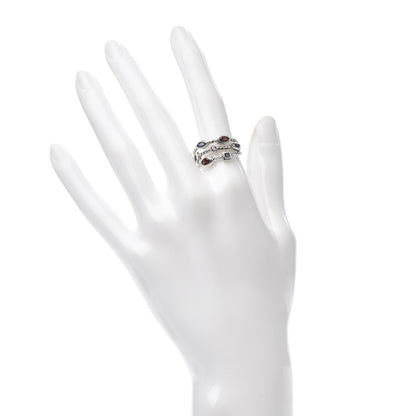 David Yurman Sterling Silver Iolite Garnet Tourmaline Amethyst Confetti 3 Row Ring 53 6.5 2 of 5
