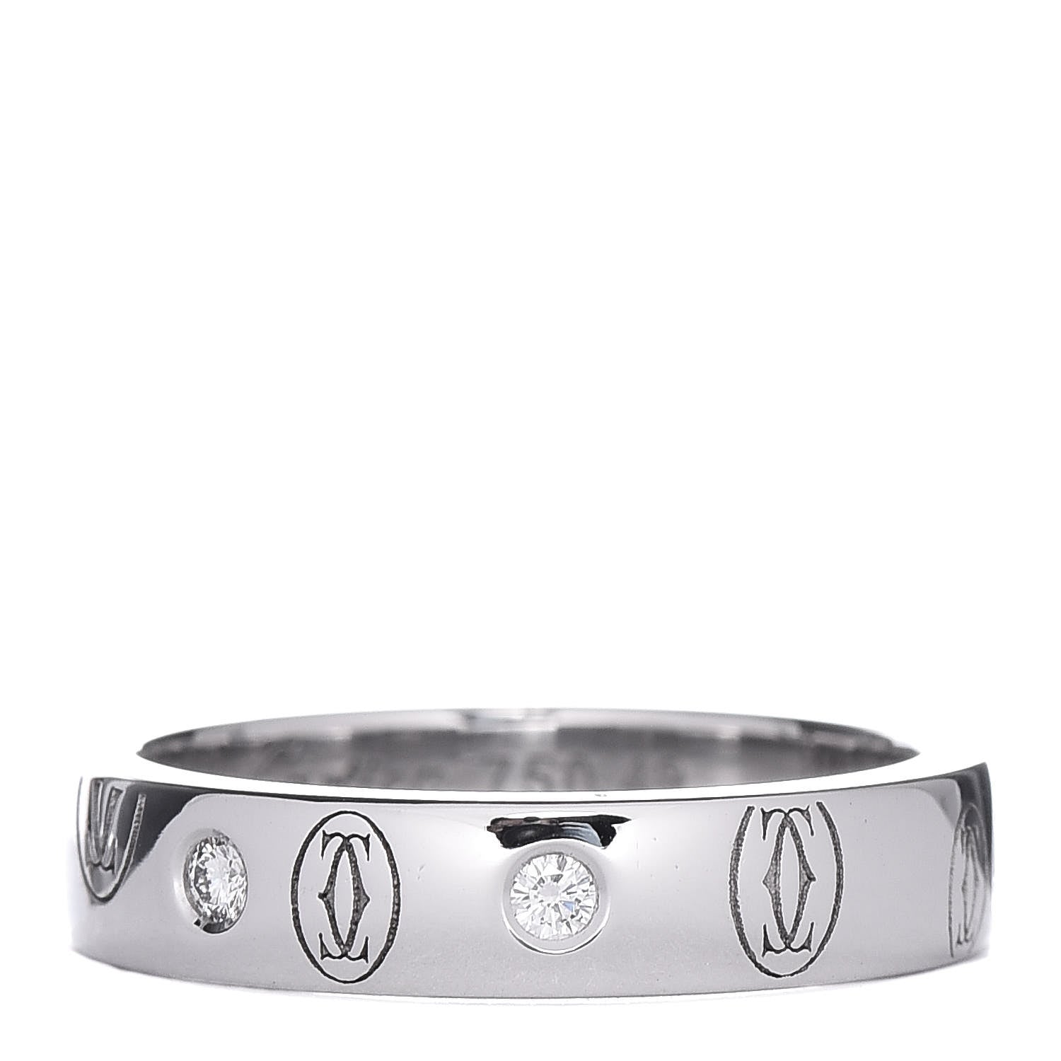 Cartier 18K White Gold Diamond 4mm Happy Birthday Band Ring 49 5 1 of 4