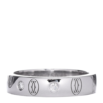 Cartier 18K White Gold Diamond 4mm Happy Birthday Band Ring 49 5 1 of 4