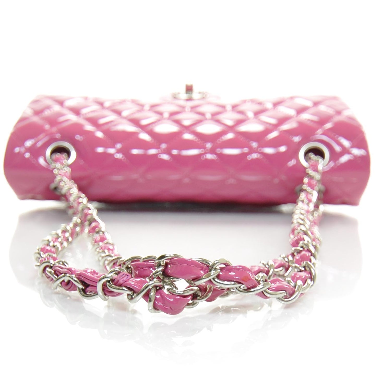 Patent Quilted Medium Double Flap Pink
