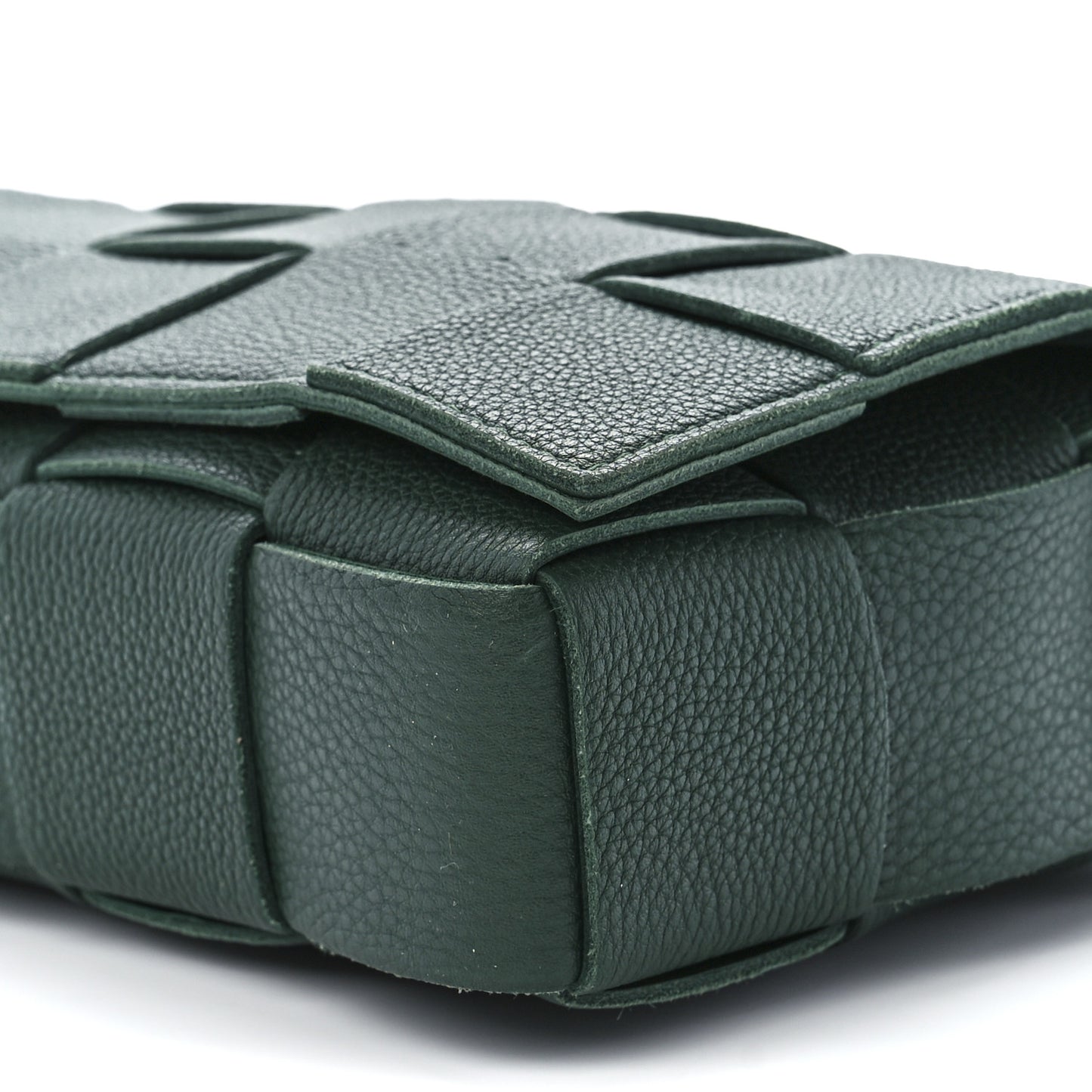 Grained Calfskin Maxi Intrecciato Cassette Crossbody Bag Raintree Green
