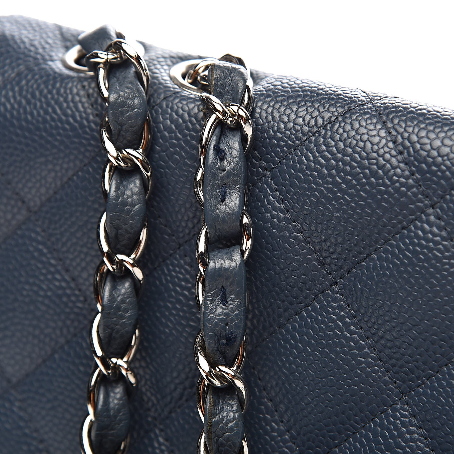 Chanel Caviar Quilted Jumbo Single Flap Dark Blue 9 of 18