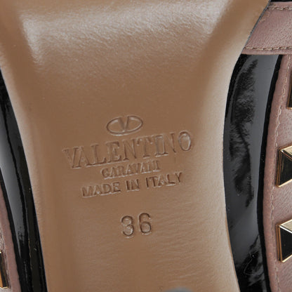Valentino Garavani Patent Nappa Rockstud Ankle Strap 100mm Pumps 36 Black Poudre 6 of 9