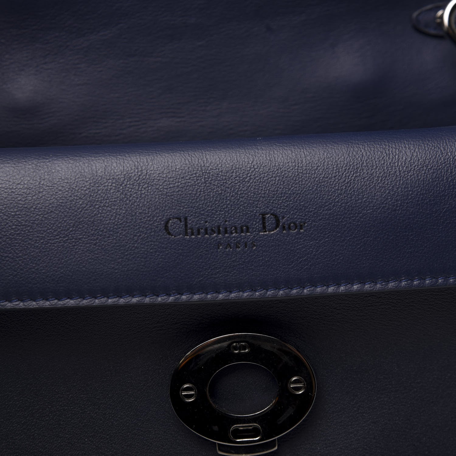 Christian Dior Metallic Patent Smooth Calfskin Mini Be Dior Flap Navy Light Blue 10 of 14