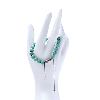 David Yurman Sterling Silver Turquoise 8mm Spiritual Beads Adjustable Bracelet 2 of 6