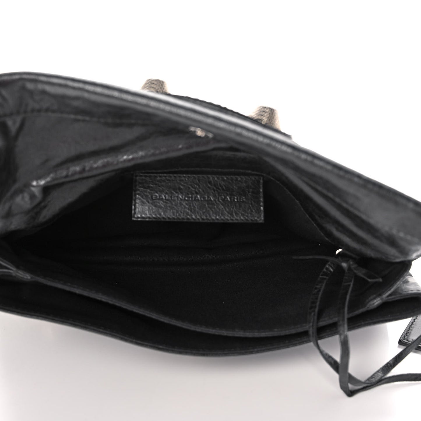 Agneau Giant 21 Silver Hardware Envelope Clutch Black