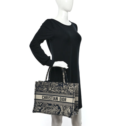 Christian Dior Canvas Embroidered Medium Toile De Jouy Reverse Book Tote Blue 2 of 8