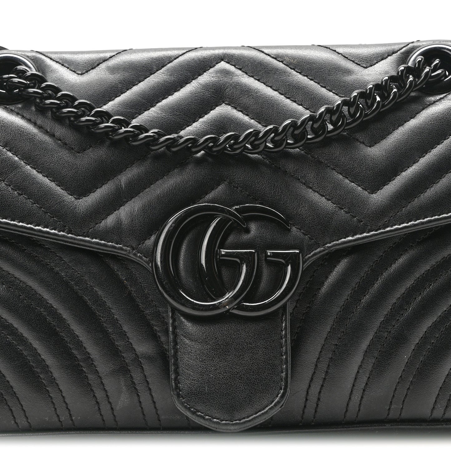 Calfskin Matelasse Monochrome Medium GG Marmont Shoulder Bag Black