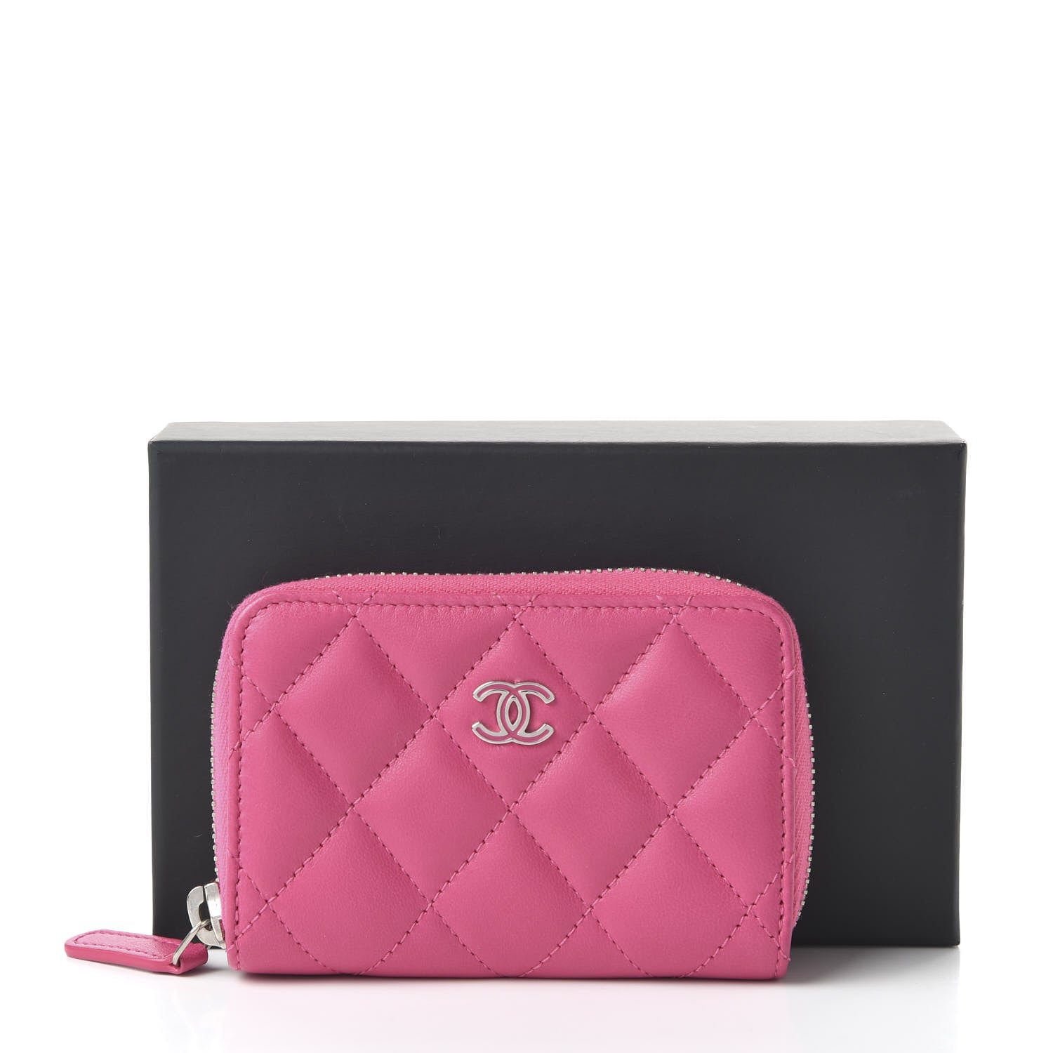Chanel Lambskin Quilted Zip Around Coin Purse Pink 11 of 11
