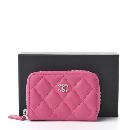 Chanel Lambskin Quilted Zip Around Coin Purse Pink 11 of 11